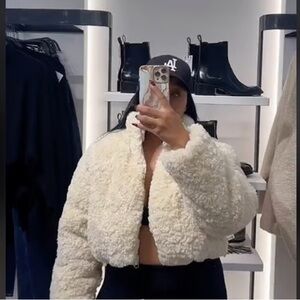 Zara lined faux Shearling Jacket teddy bear cropped